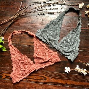 Free People | Two Lace Halter Bras | M